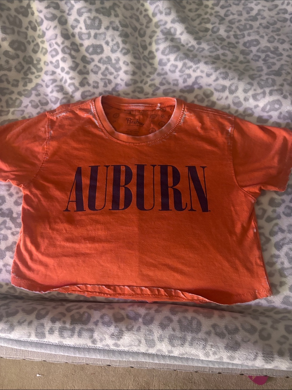 Auburn Orange Kids Crop Tee with Bold Logo